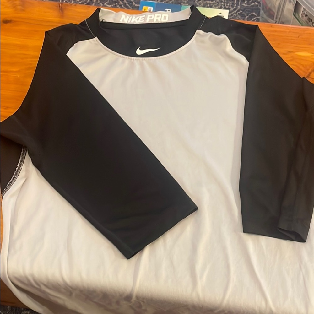 Nike Pro Black and White Long Sleeve Shirt